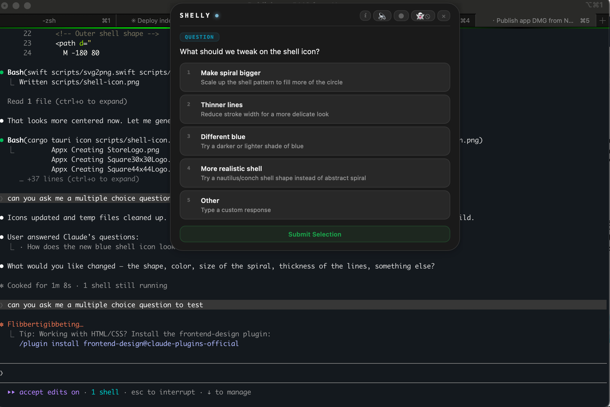 Shelly — floating overlay for AI coding agents